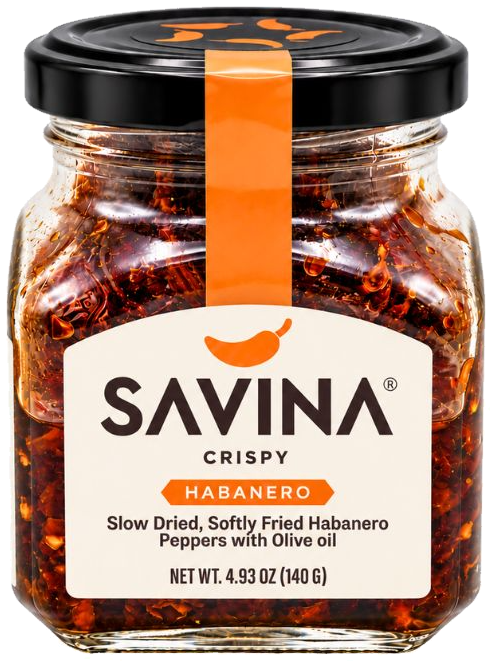 Savina Crispy Habanero chile crisp jar