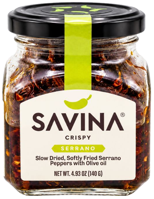 Savina Crispy Serrano chile crisp jar